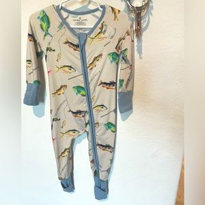 Caden Lane Gone Fishing Convertible Romper EUC Size 3-6 Months